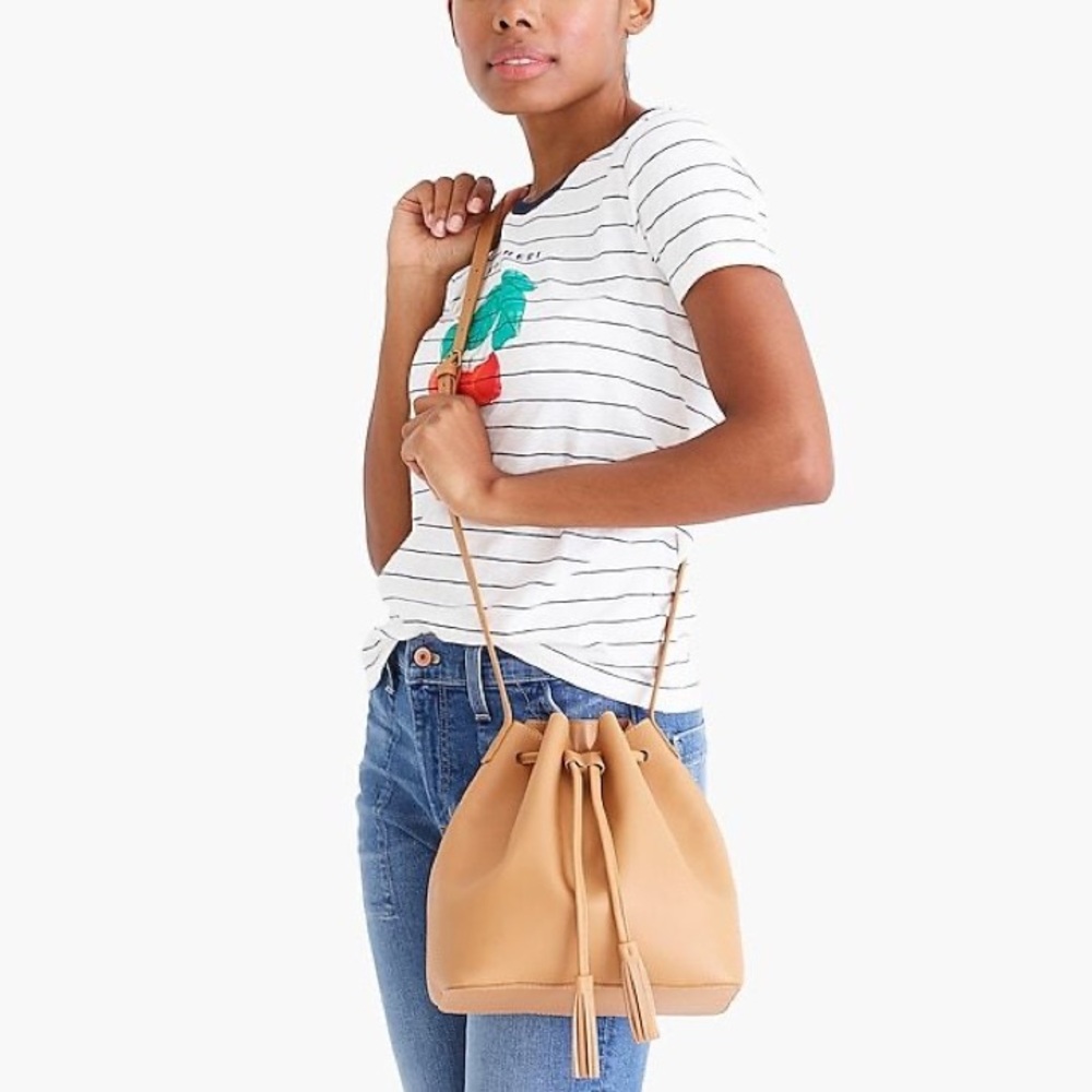 J Crew Factory carmel Drawstring Bucket crossbody